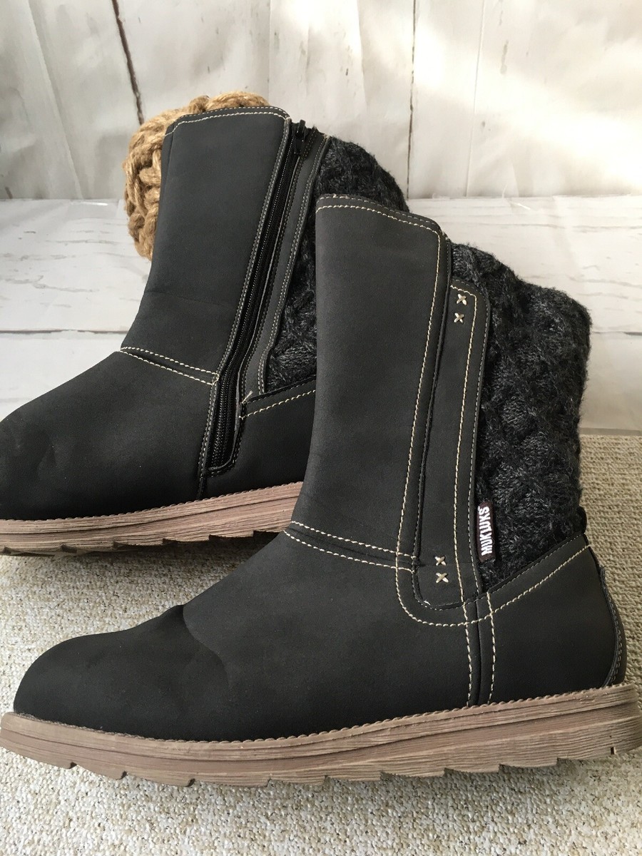 Muk Luks Women's Stacy Boots Winter Water Resistant Charcoal Gray Faux  Suede