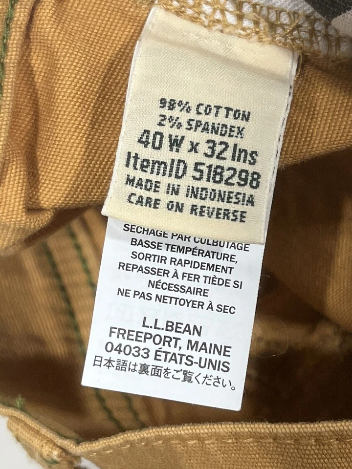 Pantalones LL Bean BeanFlex Para Hombre 40x32 Beige Calce Clásico Artículo 518298 Exterior Foto 2 de 4