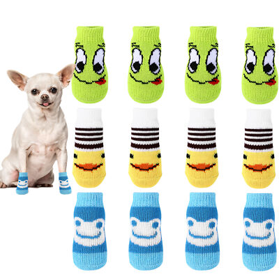 4pcs Anti Slip Dog Grip Socks with Straps for Hardwood Floors Dog Paw Protector