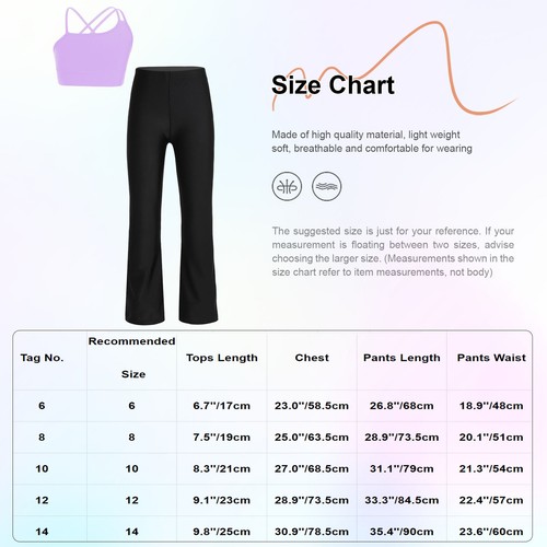 Kids Girls Crop Top Straps Outfit Back Open Set Vest Sportwear Trousers Pant - Picture 26 of 49
