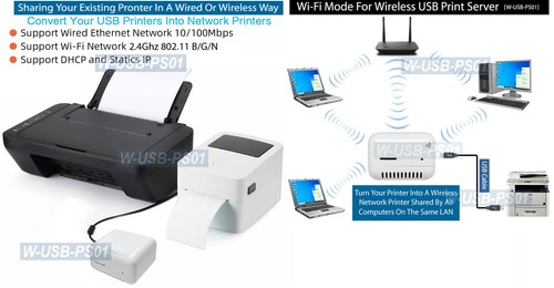 2-In-1 Printer Wi-Fi Network Adapter For Sharing USB Printers Over Network Wi-Fi - Picture 6 of 8