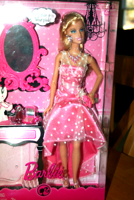 2008 Color Your World Pink Polka Dot Dress Barbie Doll-New in Box