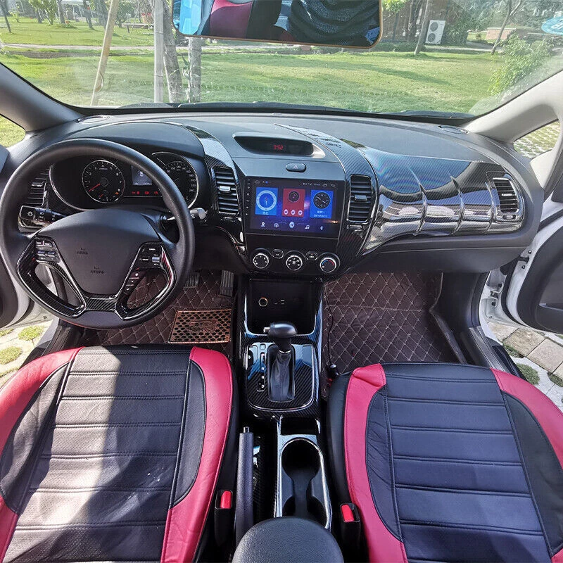 Panel de tablero copiloto de fibra de carbono 1 pieza para Kia Forte K3 2014-2018 Foto 2 de 4