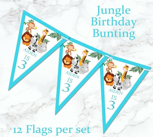 TIERJAGD personalisierte Dschungelsafari Zoo Banner Kinder Party Dekoration - Bild 9 von 10