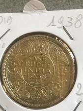 India Britannica 1 Rupia 1938 One Rupee India British King George VI  Argento