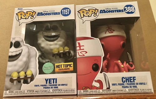 Lot Of 2 Funko Pop! Disney Monsters Inc Octopus Chef #388 & Yeti #1157 Hot Topic