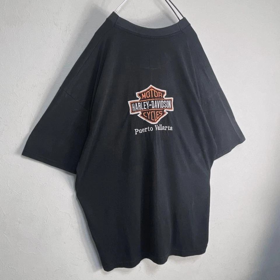 Harley-Davidson T-Shirt Broderie Logo Homme 2XL Coton Noir Mexique - Photo 4/4