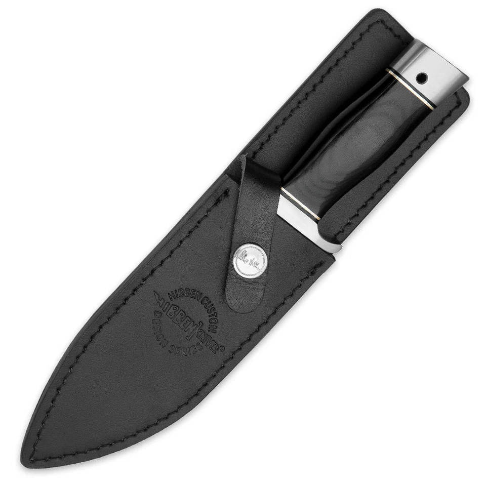Cuchillo Bowie Ejército Hoja Fija Bota Micarta de Caza Gil Hibben 9" con Funda Foto 2 de 3