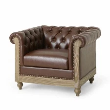 Batavia Chesterfield Tufted Club Chair with Nailhead Trim