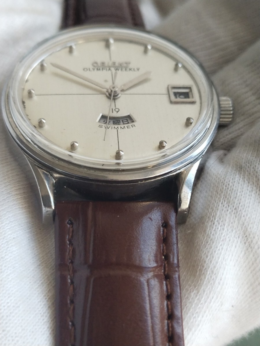 【極上美品】ORIENT SWIMMER Orient Swimmer Large Case 100m Sports Men's Watch from Japan