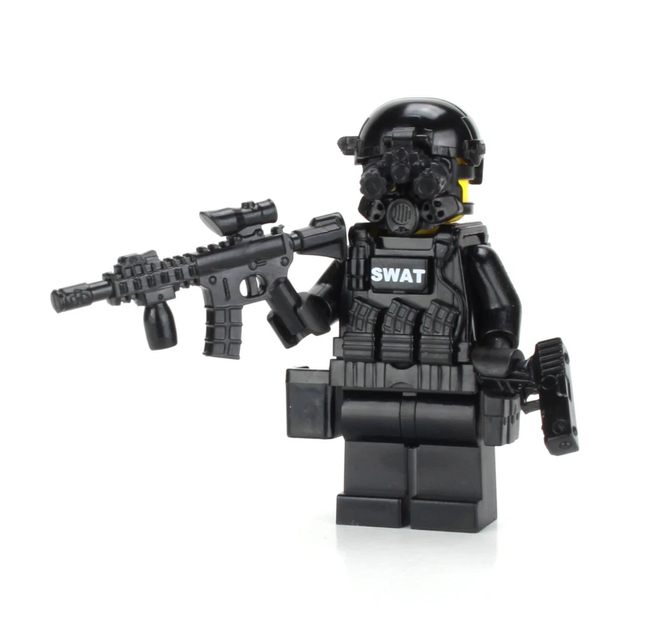 Battle Brick SWAT Assaulter Police Officer Minifigure made w/real LEGO® minifig - Image 3 of 4
