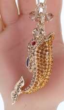 Large Playing Dolphin Keychain Enameled Purse Jewelry Bling Charm 5.79" L