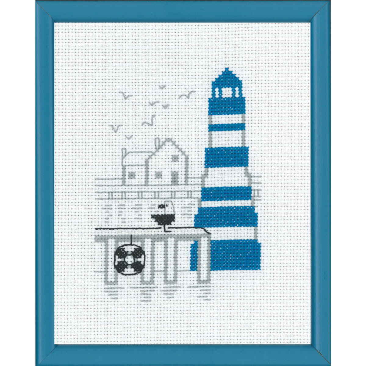 Permin counted cross stitch kit ""Blue lighttower"", 18x14cm, DIY, 13-7122