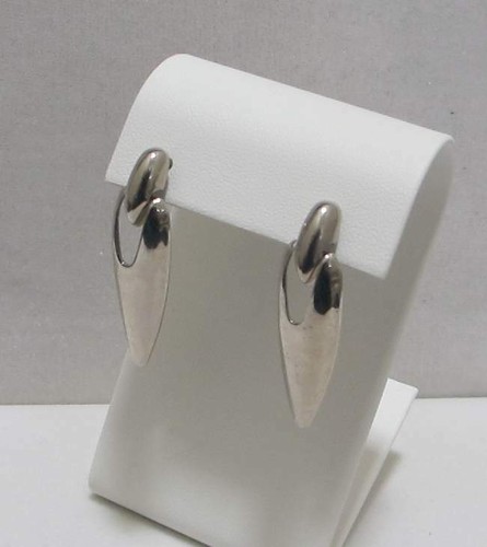 Sleek Modernist Vtg 1-5/8” Silver Tone Dangle “Cosmos Pod” Post Pierced Earrings - Picture 3 of 12