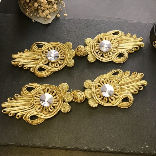 1 Pair Large Frog Fasteners Closure Button Knots Diamond Craft 19.5*5.8cm - Picture 3 of 7
