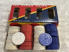 Vintage Original U.S. Dennison's No 42 - 1.5" Poker Chips 100 Count Used --