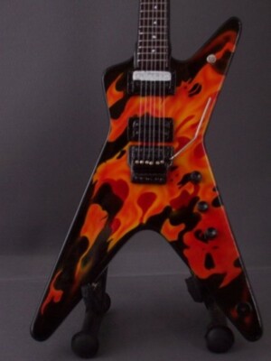Mini Guitar For PANTERA DIMEBAG DARRELL Flames Gift Memorabilia FREE Stand
