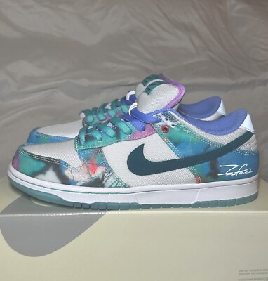 Size 9.5 Futura Laboratories x Nike SB Dunk Low Bleached Aqua New