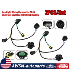 2PCS 25962806 Headlight Wiring Harness FOR 2007-2013 Chevrolet Silverado 1500 HD