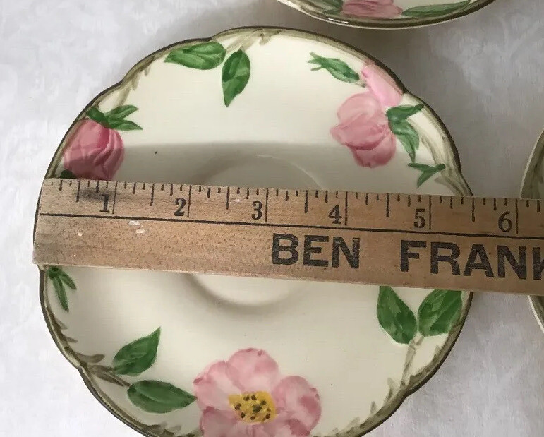 4 Vintage Franciscan Desert Rose Saucers 5.75” TV Stamp 1964  USA