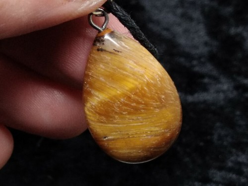 Pendentif "goutte" en OEIL DE TIGRE + cordon reglable mineraux reiki collier - Picture 2 of 3