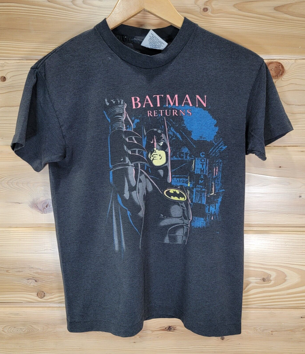 Vintage Batman Returns T Shirt Youth Size Large Black Fade Vintage Batman Returns T Shirt Youth Size Large Black Fade