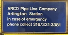 Vintage Porcelain Oil Field Sign - ARCO Pipe Line Company Arlington Station
