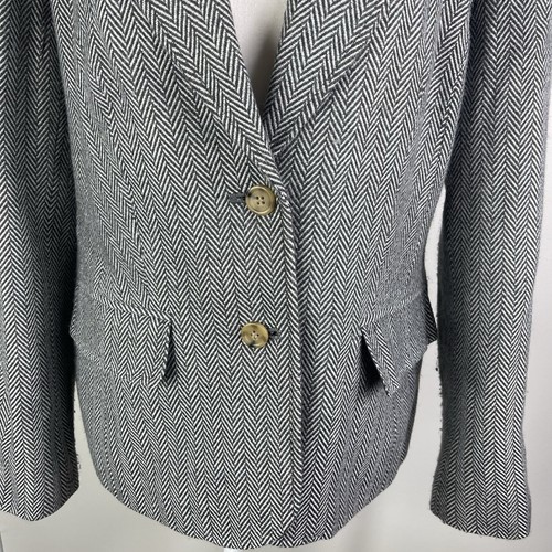 Blazer vintage para mujer mezcla de lana gris espiga tweed mediano campo inglés - Imagen 7 de 12