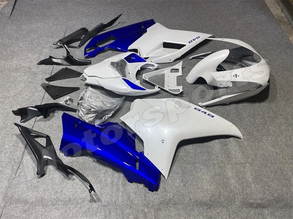 Белый синий обтекатель комплект для 2007-2011 Ducati 848 1098 1198 ABS инъекционный кузов - Изображение 2 из 4