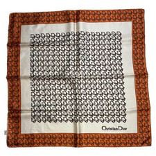 Christian Dior Trotter Scarf Brown and Orange 63cm x 63cm