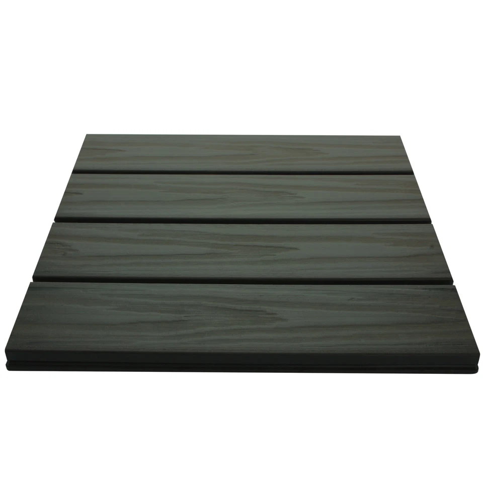 WPC Terrassenfliesen anthrazit Fliesen 3D Struktur 11 Stk Holz 1qm Bodenfliesen - Bild 2 von 4