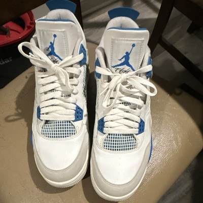 Jordan Air Jordan 4 White/Blue Mid Top Lace-Up Men's Basketball Sneakers