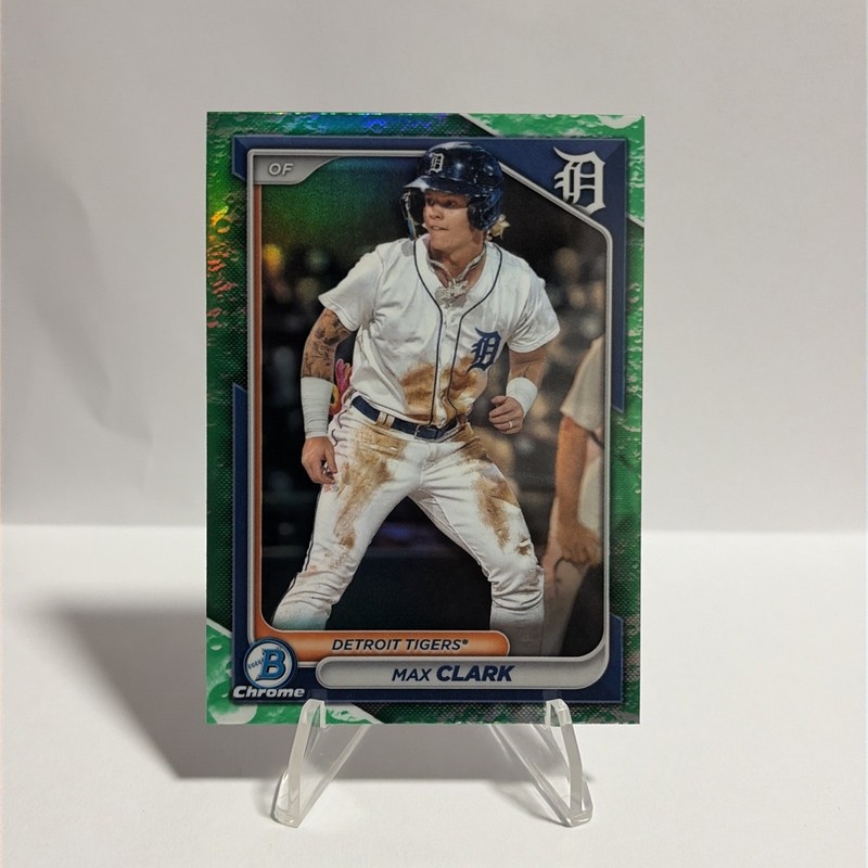 2024 Bowman Chrome #BCP-74 Max Clark Prospects Green Lunar Rookie Detroit Tigers