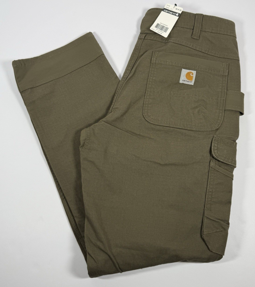 NEW Carhartt Pants Mens 34x32 Steel Cargo Rugged Flex Relaxed Fit