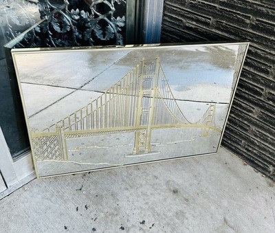 Large Bassett Golden Gate Mirror Two Layered San Francisco Bridge Wall Art