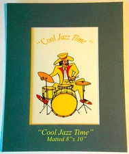 COOKS ART GALLERY   "COOL JAZZ TIME"   SIGNED PRINT MATTED 8" x 10"