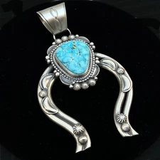 High quality KINGMAN Turquoise Naja pendant necklace, sterling silver TOM LEWIS