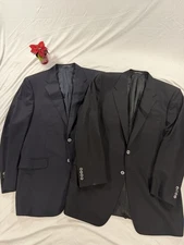 2 Corneliani Men’s Basic Blazer Sport Coat Black / Navy Wool Sizes 42L