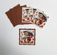 Fall squirrel/umbrella/leaves Set of 4 images and mats card making and more