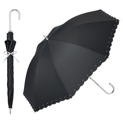 Wpc. Sun Umbrella, Long Umbrella, Light-Blocking Silver Ribbon Heart Design, Su_