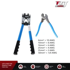 Battery Cable Lug Crimping Tool Wire Crimper For 10-0AWG with Cable Cutter