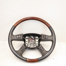 2003-2007 Gmc Cadillac Escalade Steering Wheel W Controls Leather Wood Grain 2003-2007 Gmc Cadillac Escalade Steering Wheel W Controls Leather Wood Grain