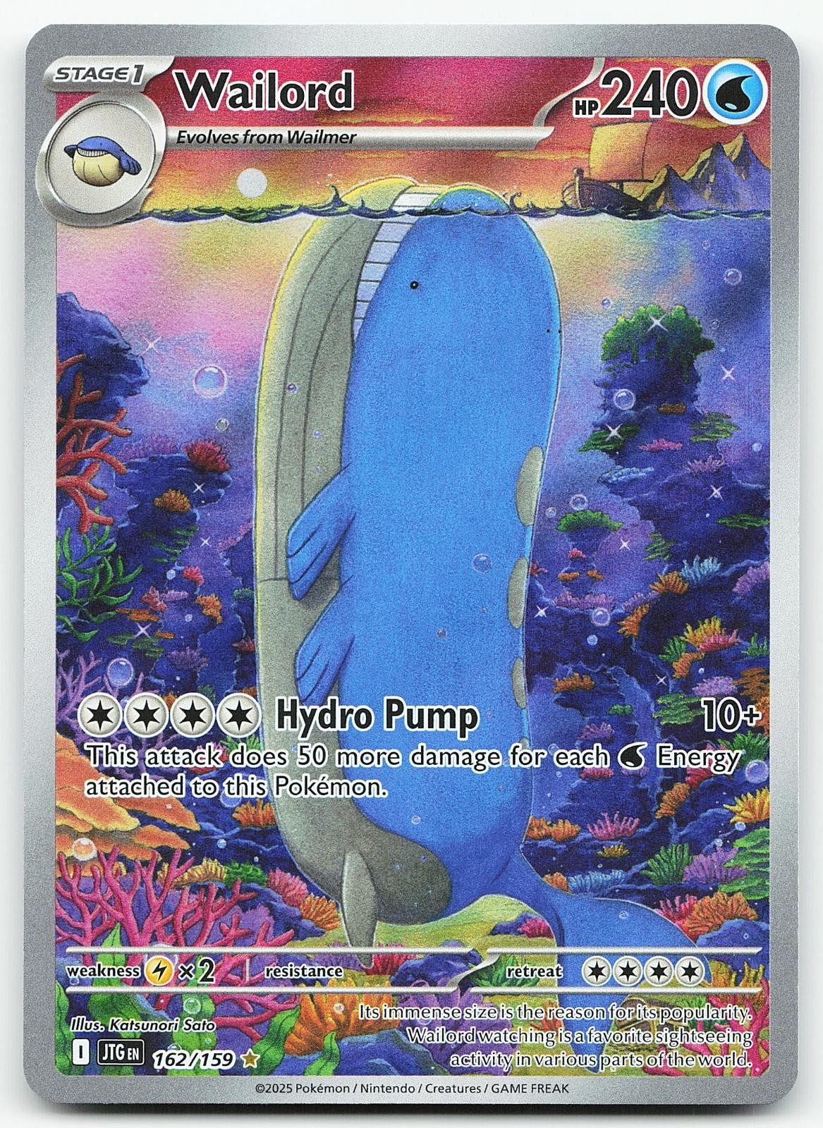 Pokemon Wailord 162/159 Journey Together Illustration Rare Holo NM