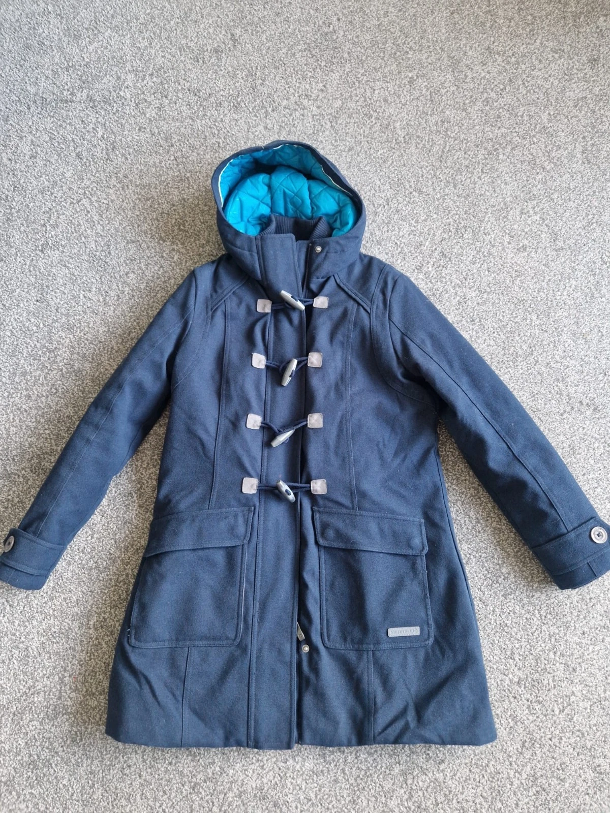 Merrell Optiwarm Womens Duffle Coat Size M Blue With Hood Vgc Mid Length
Opens in a new window or ta