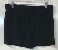 Women  s Black Loft Ruffle Elastic Drawstring Waist Shorts Size S NWT