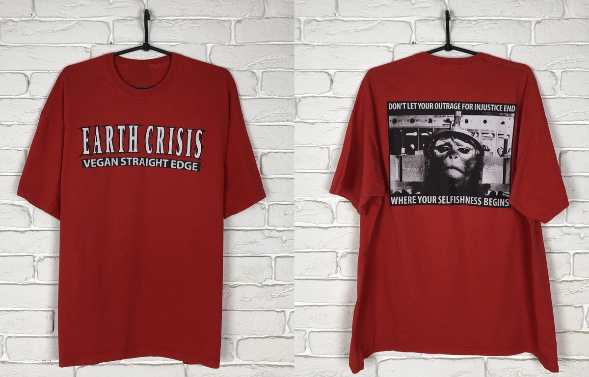 Collection Earth Crisis Vegan Straight Edge T Shirt Red All Size S