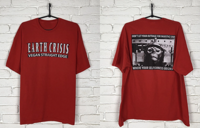 Collection Earth Crisis Vegan Straight Edge T Shirt Red All Size S