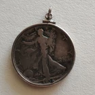 1936 Liberty Walking Half Dollar 50C 0.9 Fine Silver Coin Pendant Bezel