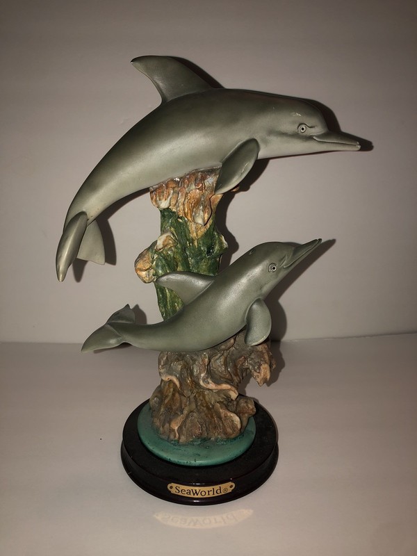SeaWorld Two Dolphins Coral Reef Statue