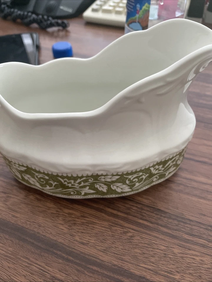 De Colección J & G Meakin Verde Floral Esterlina Colonial Inglés Ironstone Gravy Boat Foto 3 de 4